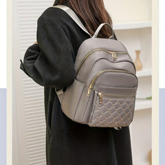 Casual Quilted Rivet Decor Backpack with Large Capacity