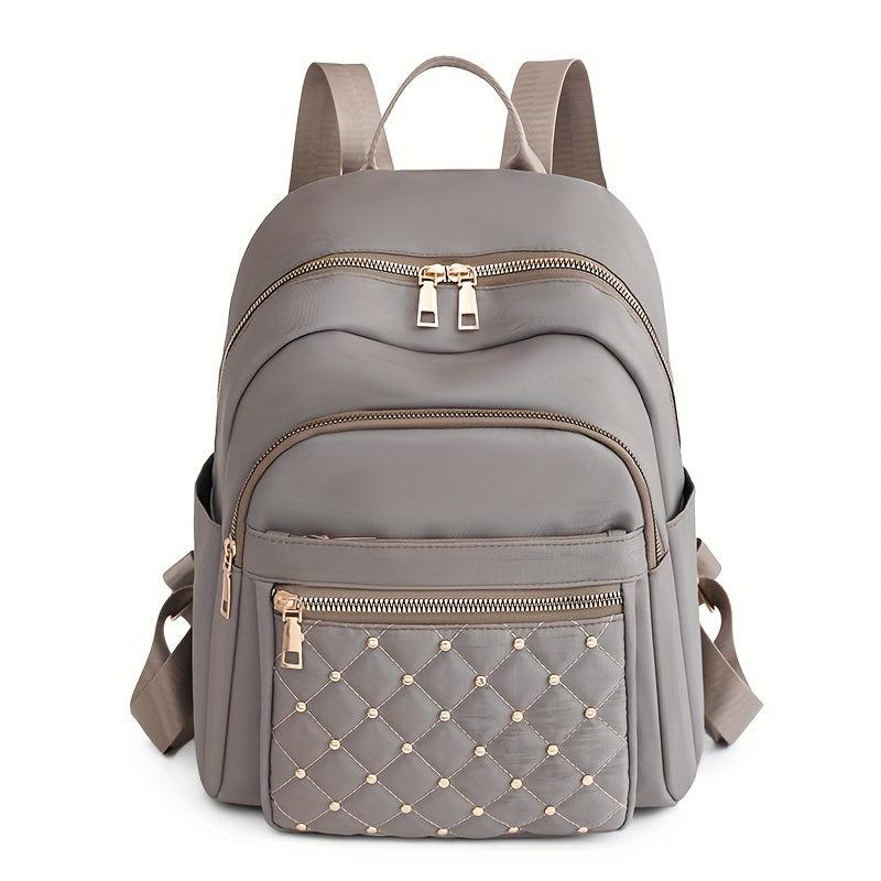 Casual Quilted Rivet Decor Backpack with Large Capacity