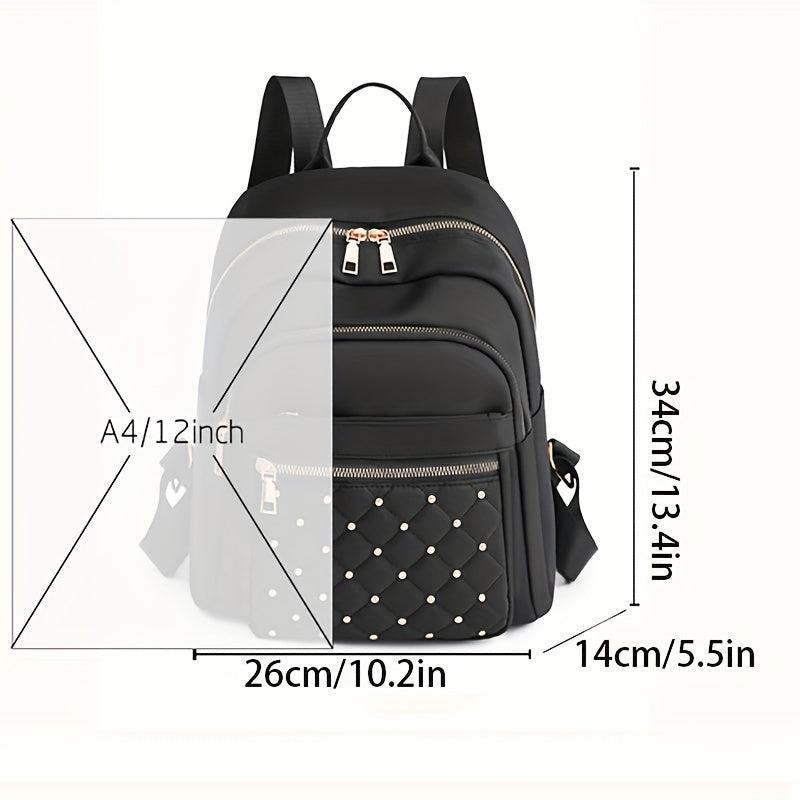 Casual Quilted Rivet Decor Backpack with Large Capacity