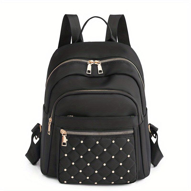 Casual Quilted Rivet Decor Backpack with Large Capacity