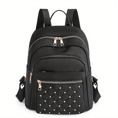 Casual Quilted Rivet Decor Backpack with Large Capacity