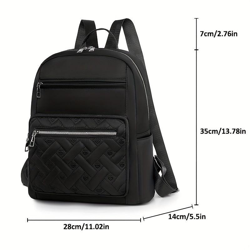 Casual Travel Backpack with Heart Embroidery