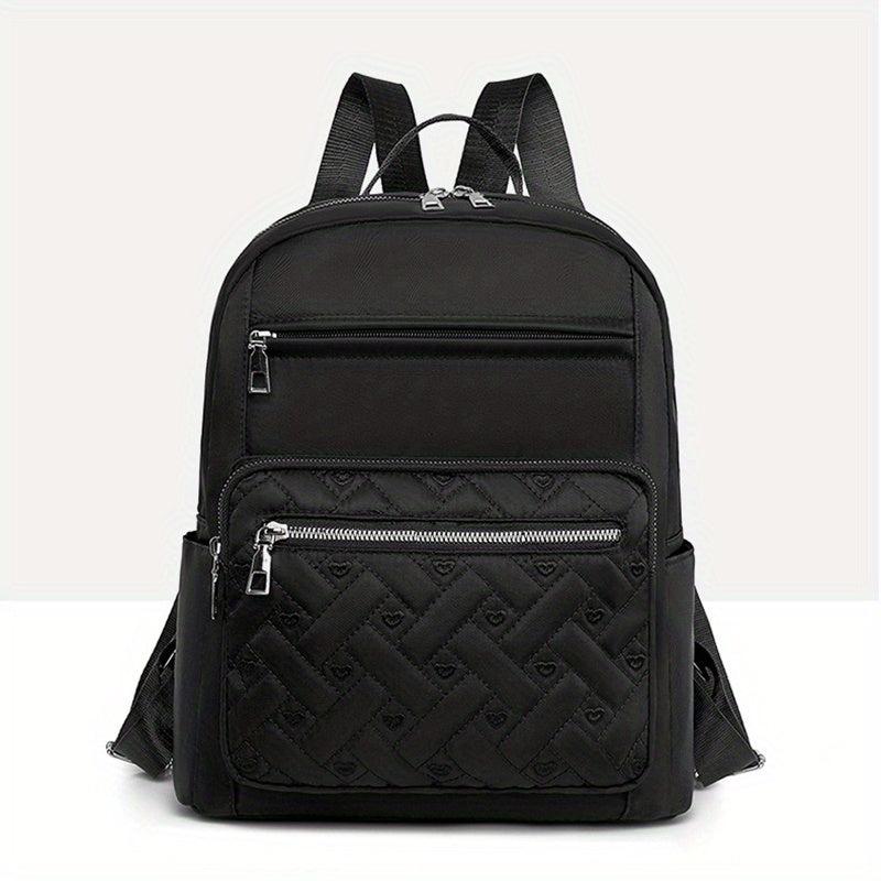 Casual Travel Backpack with Heart Embroidery