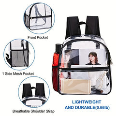 Clear PVC Backpack for Travel, School, Outdoor - Large Capacity