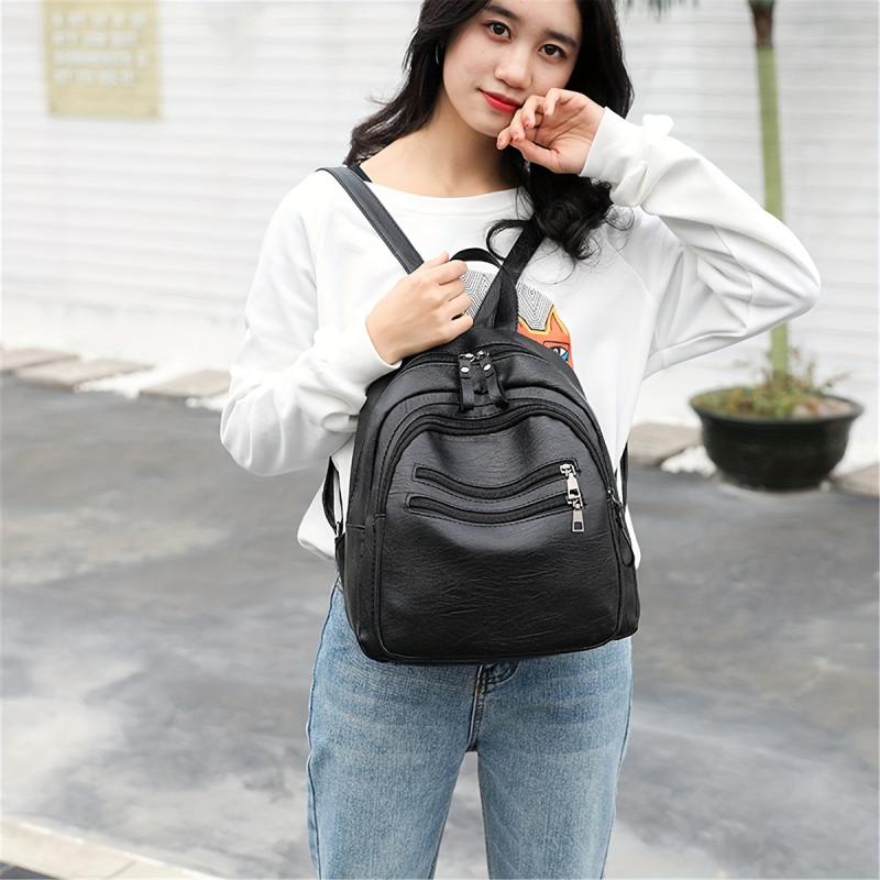 Soft Leather Backpack for School and Commuting