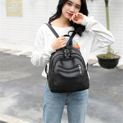 Soft Leather Backpack for School and Commuting