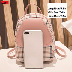 Plaid Small Backpack Adjustable Straps Zipper Casual Shoulder Bag