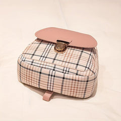 Plaid Small Backpack Adjustable Straps Zipper Casual Shoulder Bag
