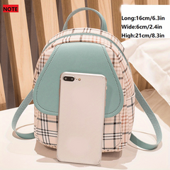 Plaid Small Backpack Adjustable Straps Zipper Casual Shoulder Bag