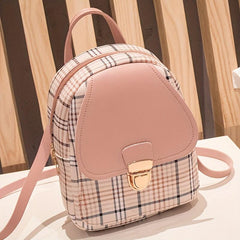 Plaid Small Backpack Adjustable Straps Zipper Casual Shoulder Bag