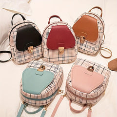 Plaid Small Backpack Adjustable Straps Zipper Casual Shoulder Bag