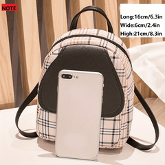 Plaid Small Backpack Adjustable Straps Zipper Casual Shoulder Bag