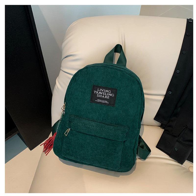 Casual Solid Backpack with Five Pointed Star Pendant for Students