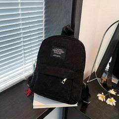 Casual Solid Backpack with Five Pointed Star Pendant for Students