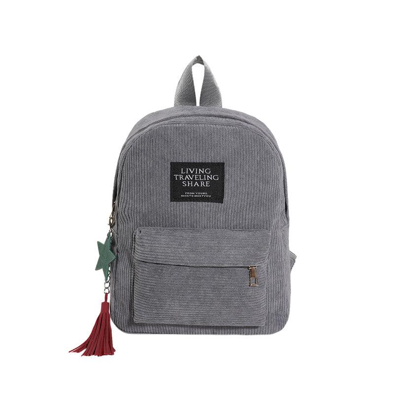 Casual Solid Backpack with Five Pointed Star Pendant for Students