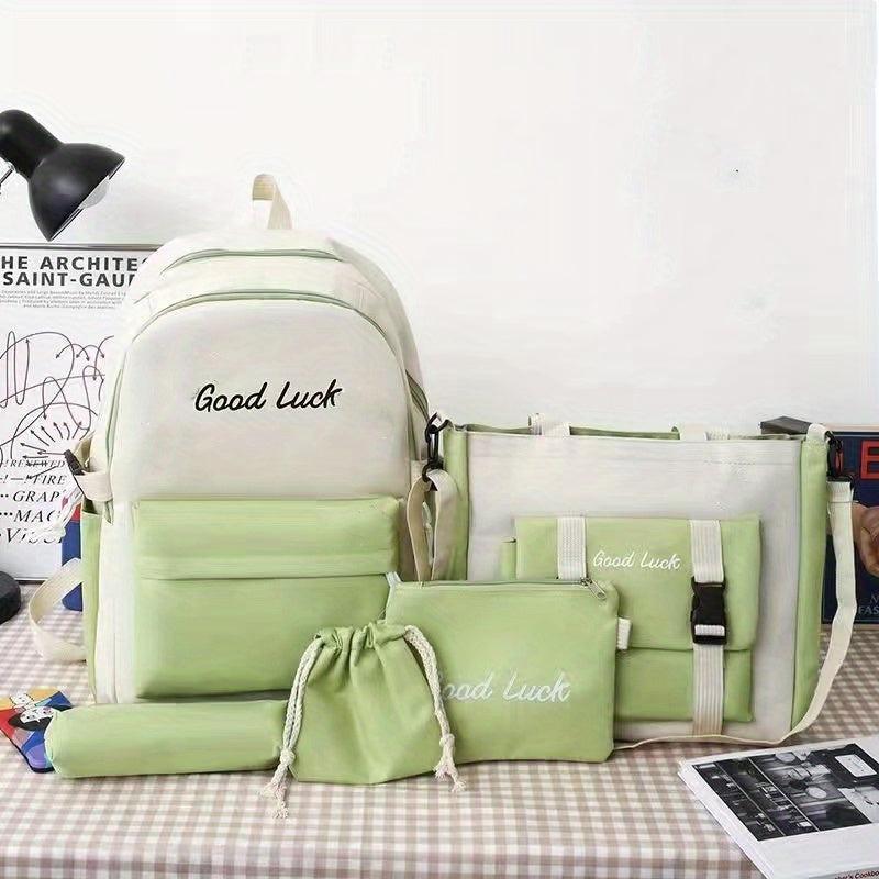 5pcs set Letter Backpack Canvas Bags For Women Men