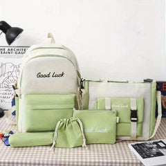 5pcs set Letter Backpack Canvas Bags For Women Men