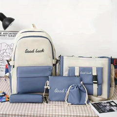 5pcs set Letter Backpack Canvas Bags For Women Men