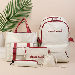 5pcs set Letter Backpack Canvas Bags For Women Men