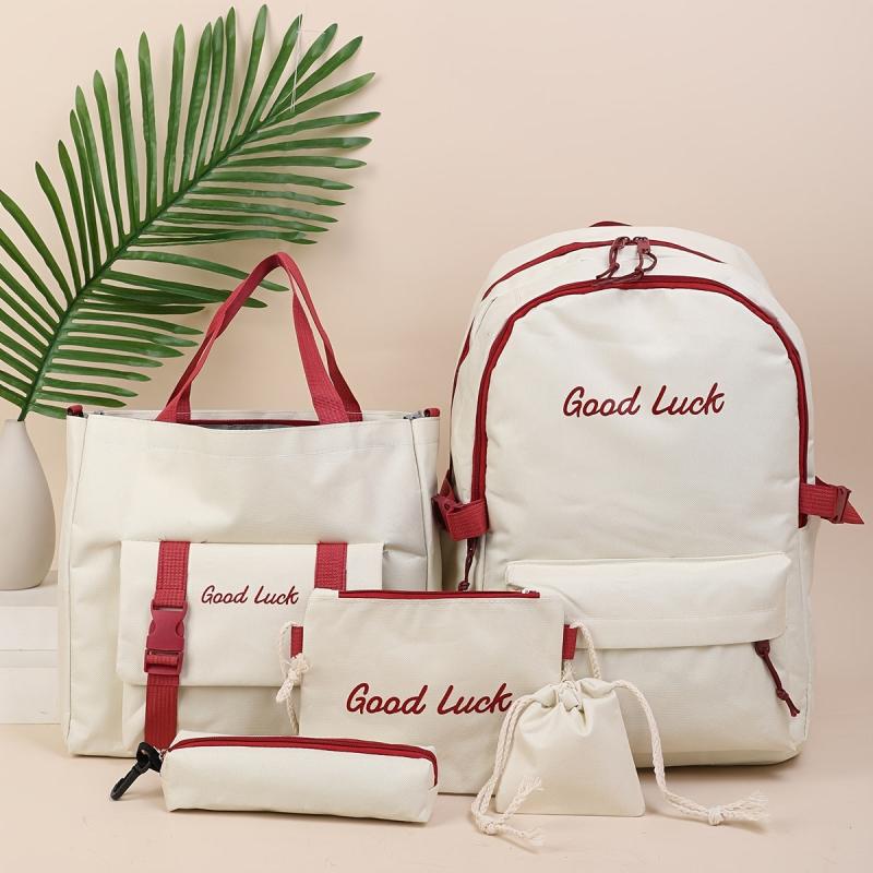 5pcs set Letter Backpack Canvas Bags For Women Men