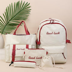 5pcs set Letter Backpack Canvas Bags For Women Men