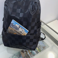 Adjustable Plaid Backpack for Daily Commuting