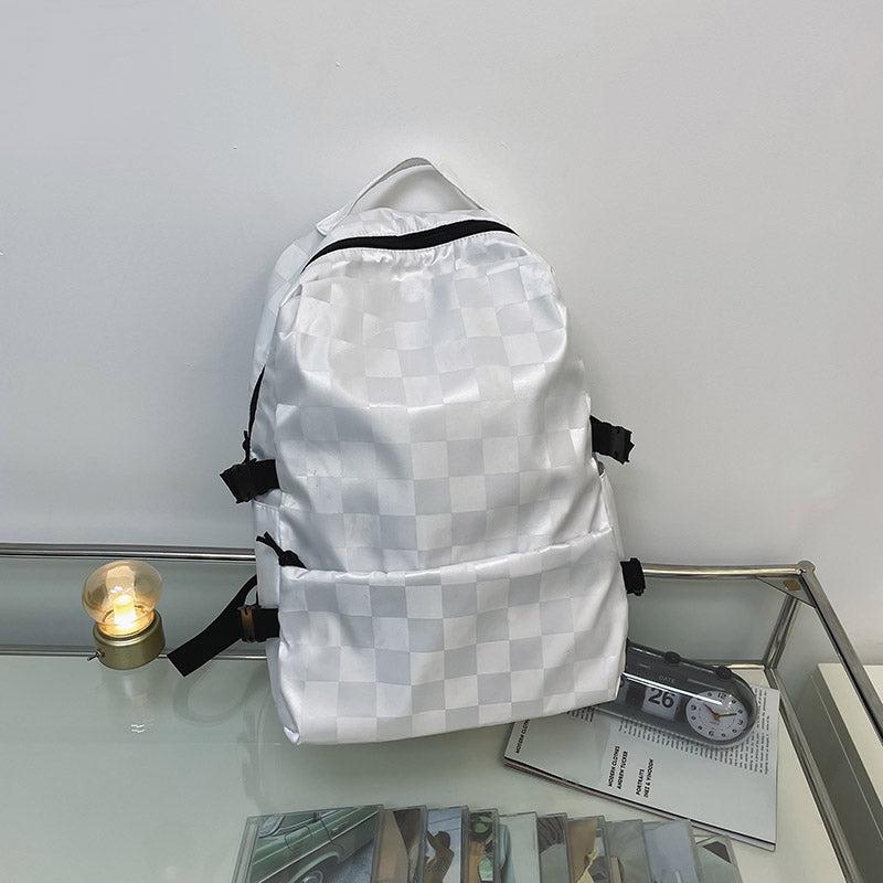 Adjustable Plaid Backpack for Daily Commuting