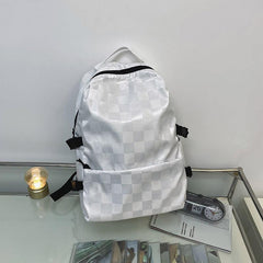 Adjustable Plaid Backpack for Daily Commuting