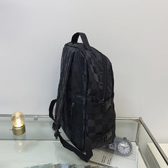 Adjustable Plaid Backpack for Daily Commuting