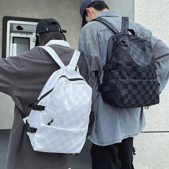 Adjustable Plaid Backpack for Daily Commuting