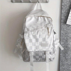 Large Capacity Checkerboard Backpack All-match Schoolbag
