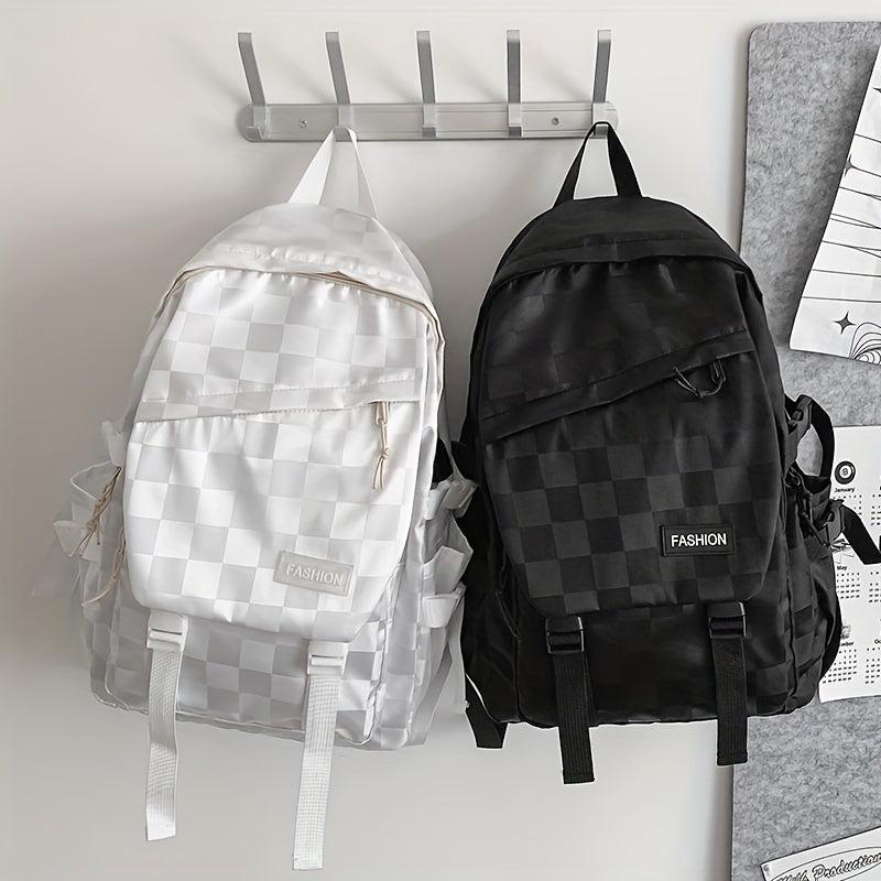 Large Capacity Checkerboard Backpack All-match Schoolbag