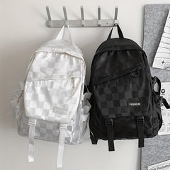 Large Capacity Checkerboard Backpack All-match Schoolbag