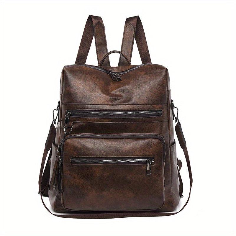 Casual PU Leather Backpack Vintage Travel Backpack