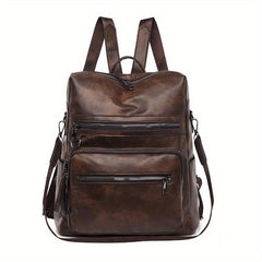 Casual PU Leather Backpack Vintage Travel Backpack