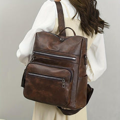 Casual PU Leather Backpack Vintage Travel Backpack
