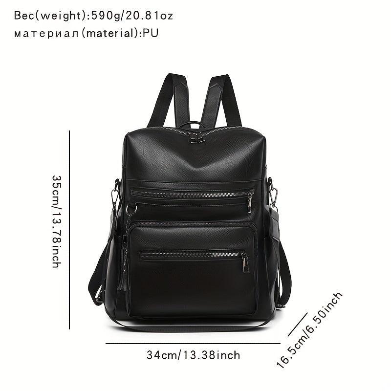 Casual PU Leather Backpack Vintage Travel Backpack