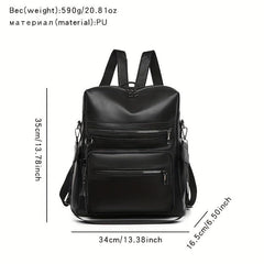 Casual PU Leather Backpack Vintage Travel Backpack