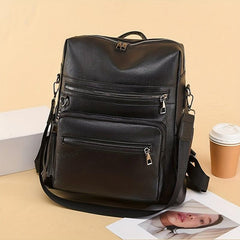Casual PU Leather Backpack Vintage Travel Backpack