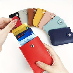 Large Capacity PU Leather Card Holder Cascading Expansion