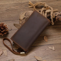 Men's Long Leather Wallet Clutch Bag - Gift For Father
