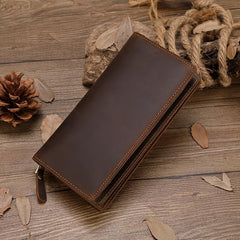 Men's Long Leather Wallet Clutch Bag - Gift For Father