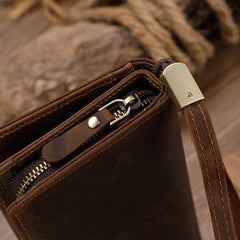 Men's Long Leather Wallet Clutch Bag - Gift For Father