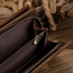 Men's Long Leather Wallet Clutch Bag - Gift For Father