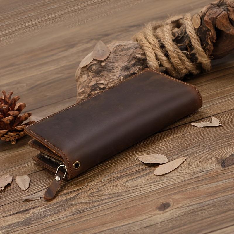 Men's Long Leather Wallet Clutch Bag - Gift For Father