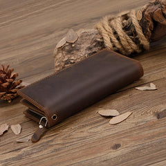 Men's Long Leather Wallet Clutch Bag - Gift For Father