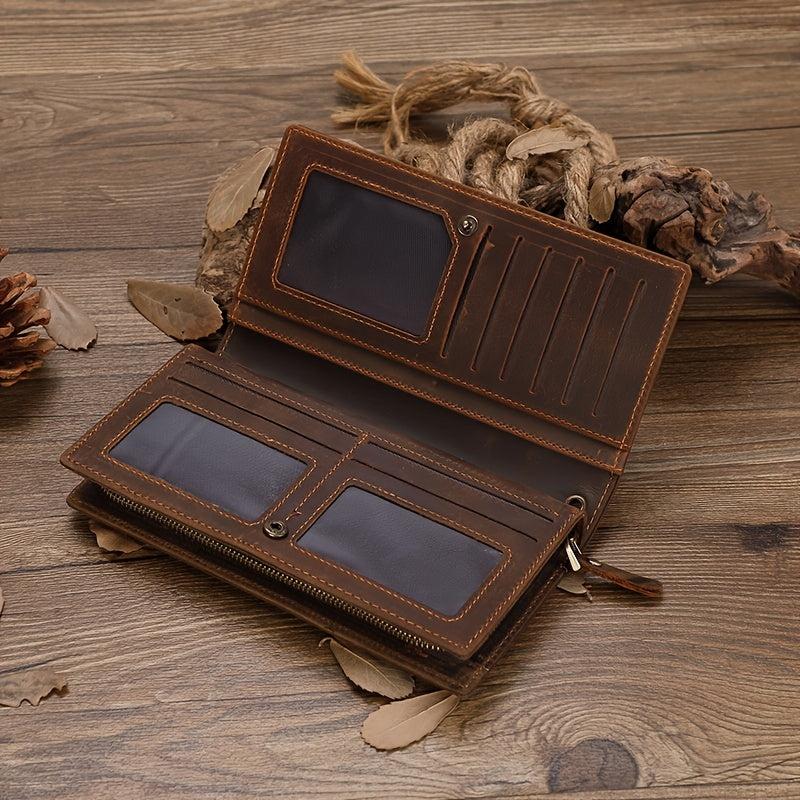 Men's Long Leather Wallet Clutch Bag - Gift For Father