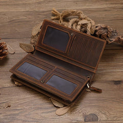 Men's Long Leather Wallet Clutch Bag - Gift For Father