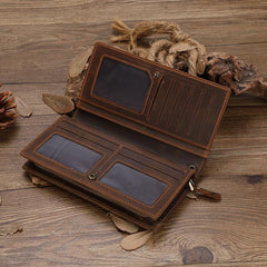 Men's Long Leather Wallet Clutch Bag - Gift For Father