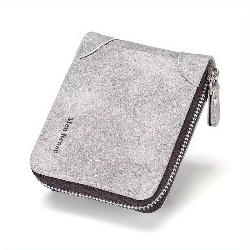 Men's Short Leather Wallet Large Capacity Vintage Zipper Card Holder